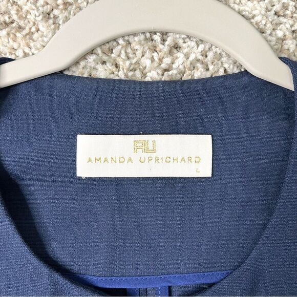 Amanda Uprichard Jacket Women’s Large Navy Blue Zip Up Peplum Blazer - Picture 2 of 6